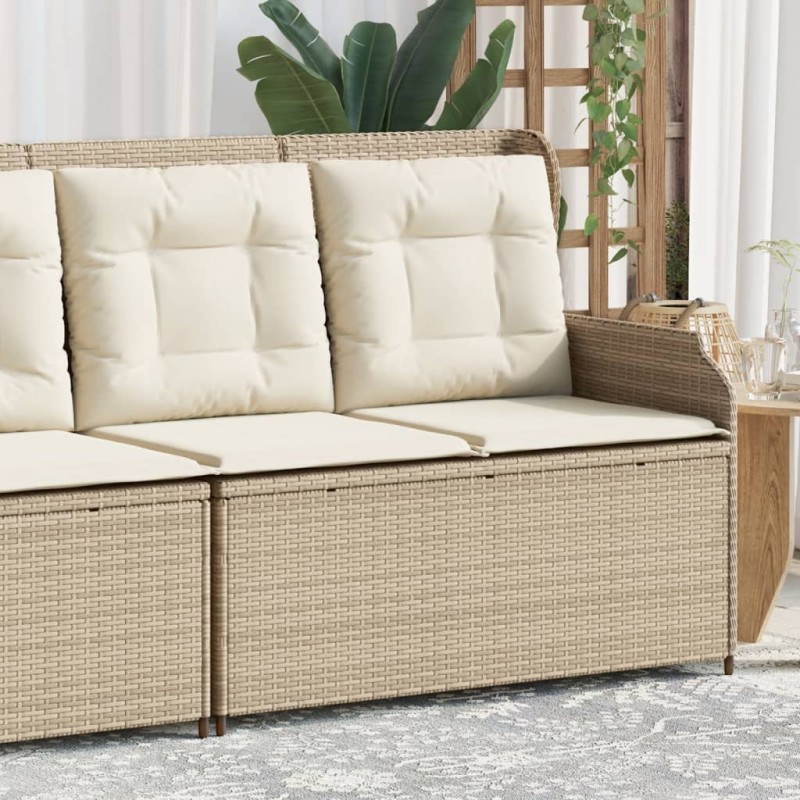 vidaXL Gartenbank Verstellbar mit Kissen Beige Poly Rattan vidaXL Gartenbank Verstellbar mit Kissen Beige Poly Rattan