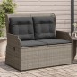 vidaXL Gartenbank Verstellbar mit Kissen Grau Poly Rattan vidaXL Gartenbank Verstellbar mit Kissen Grau Poly Rattan