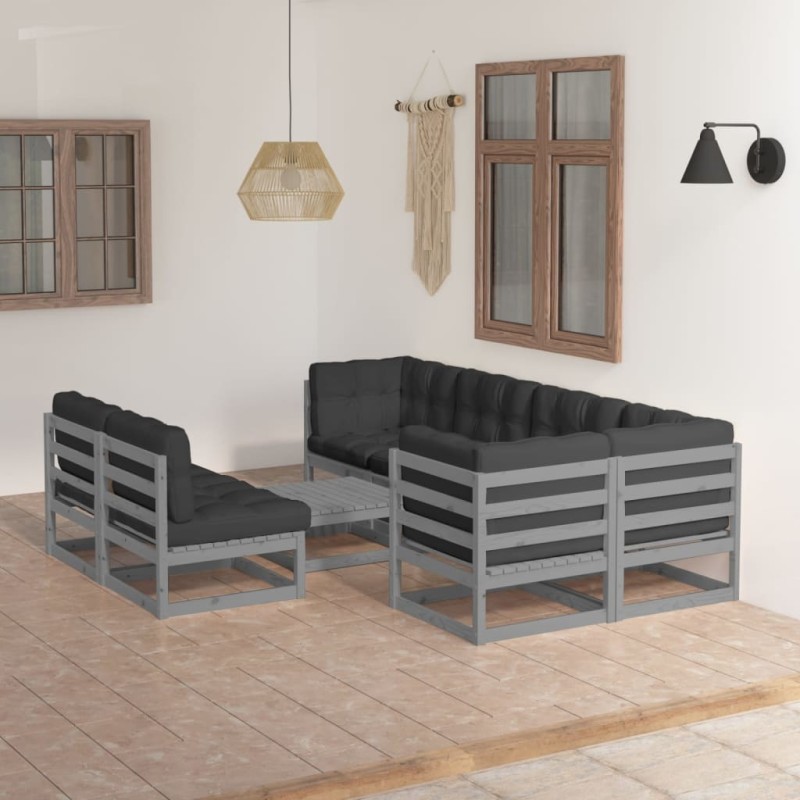 8-tlg. Garten-Lounge-Set mit Kissen Kiefer Massivholz 8-tlg. Garten-Lounge-Set mit Kissen Kiefer Massivholz