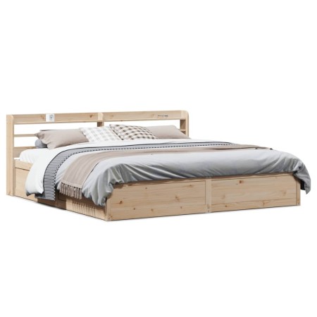 vidaXL Massivholzbett mit Kopfteil 200x200 cm Kiefer