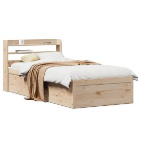 vidaXL Massivholzbett mit Kopfteil 90x200 cm Kiefer