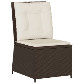 vidaXL Gartensessel mit Liegefunktion und Kissen Braun Poly Rattan
