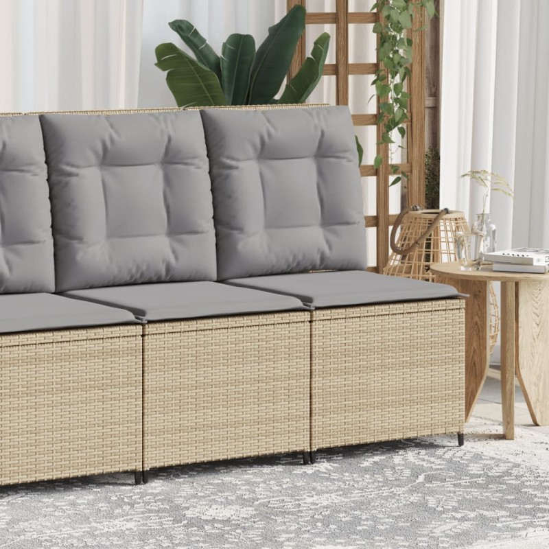 vidaXL Gartensessel mit Liegefunktion und Kissen Beige Poly Rattan vidaXL Gartensessel mit Liegefunktion und Kissen Beige Poly Rattan