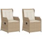 vidaXL Gartensessel mit Kissen 2 Stk. Verstellbar Beige Poly Rattan vidaXL Gartensessel mit Kissen 2 Stk. Verstellbar Beige Poly Rattan