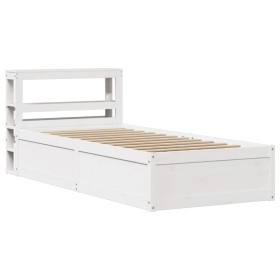 vidaXL Massivholzbett mit Kopfteil Weiß 75x190 cm Kiefer