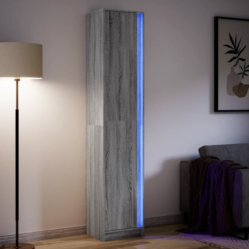 vidaXL Highboard mit LED-Beleuchtung Grau Sonoma 41,5x32,5x200 cm vidaXL Highboard mit LED-Beleuchtung Grau Sonoma 41,5x32,5x200 cm