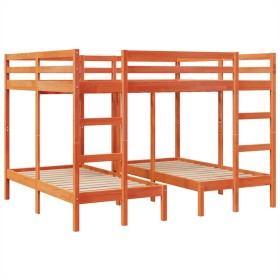 vidaXL Dreifach-Etagenbett Braun 140x200/70x140 cm Massivholz Kiefer