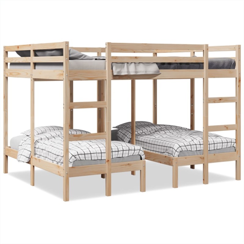 vidaXL Dreifach-Etagenbett 140x200/70x140 cm Massivholz Kiefer vidaXL Dreifach-Etagenbett 140x200/70x140 cm Massivholz Kiefer