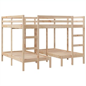 vidaXL Dreifach-Etagenbett 140x200/70x140 cm Massivholz Kiefer