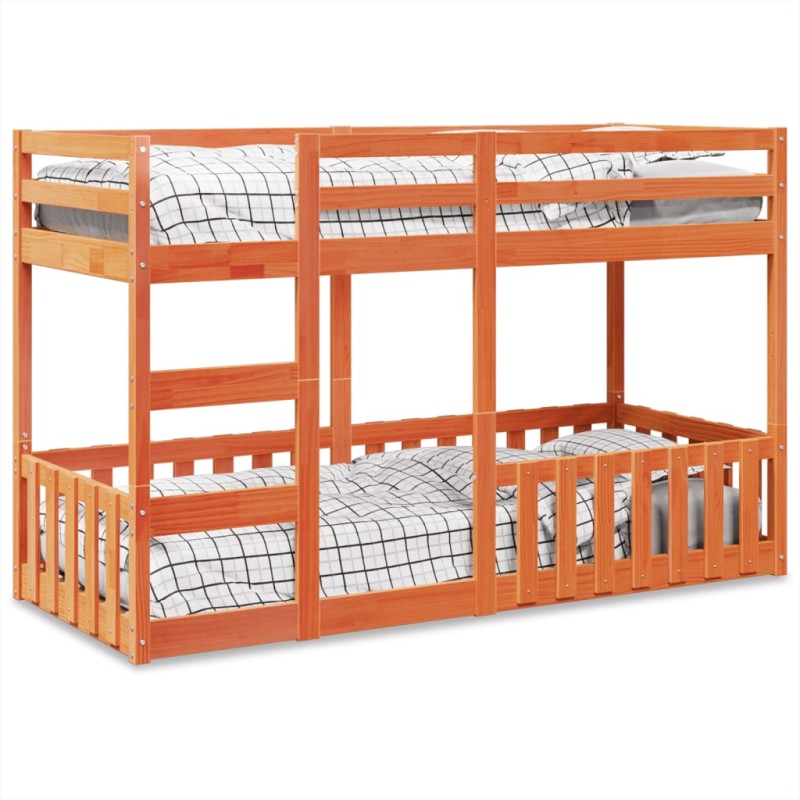 vidaXL Etagenbett Wachsbraun 90x190 cm Massivholz Kiefer vidaXL Etagenbett Wachsbraun 90x190 cm Massivholz Kiefer