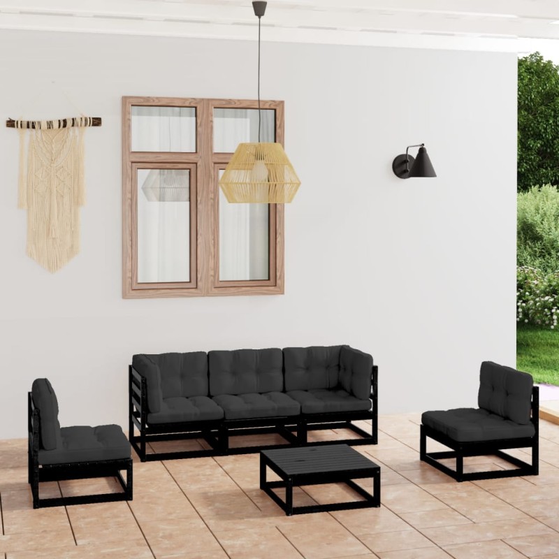 6-tlg. Garten-Lounge-Set mit Kissen Kiefer Massivholz 6-tlg. Garten-Lounge-Set mit Kissen Kiefer Massivholz