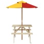 vidaXL Picknicktisch für 4 Kinder mit Sonnenschirm Massivholz Tanne vidaXL Picknicktisch für 4 Kinder mit Sonnenschirm Massivholz Tanne