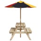 vidaXL Picknicktisch für 4 Kinder mit Sonnenschirm Massivholz Tanne vidaXL Picknicktisch für 4 Kinder mit Sonnenschirm Massivholz Tanne