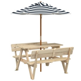 vidaXL Picknicktisch für 4 Kinder mit Sonnenschirm Massivholz Tanne