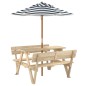 vidaXL Picknicktisch für 4 Kinder mit Sonnenschirm Massivholz Tanne vidaXL Picknicktisch für 4 Kinder mit Sonnenschirm Massivholz Tanne