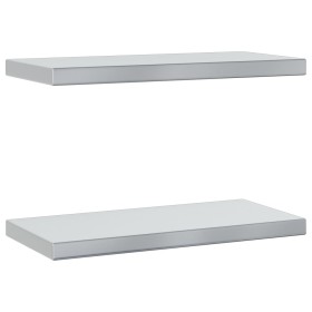 vidaXL Wandregale 2 Stk. 50x23,5x3 cm Silbern Edelstahl
