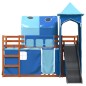 vidaXL Etagenbett mit Rutsche und Gardinen Blau 80x200 cm vidaXL Etagenbett mit Rutsche und Gardinen Blau 80x200 cm