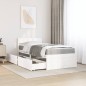 vidaXL Bett mit Schubladen und Matratze Weiß 90x200 cm Massivholz vidaXL Bett mit Schubladen und Matratze Weiß 90x200 cm Massivholz