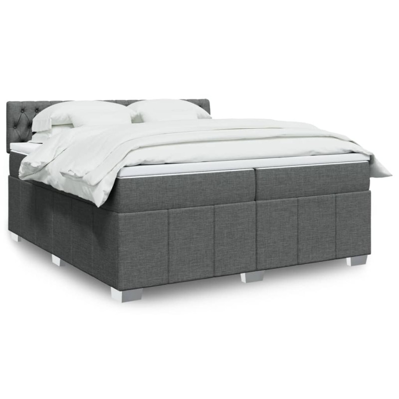 vidaXL Boxspringbett mit Matratze Dunkelgrau 200x200 cm Stoff vidaXL Boxspringbett mit Matratze Dunkelgrau 200x200 cm Stoff