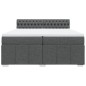 vidaXL Boxspringbett mit Matratze Dunkelgrau 200x200 cm Stoff vidaXL Boxspringbett mit Matratze Dunkelgrau 200x200 cm Stoff