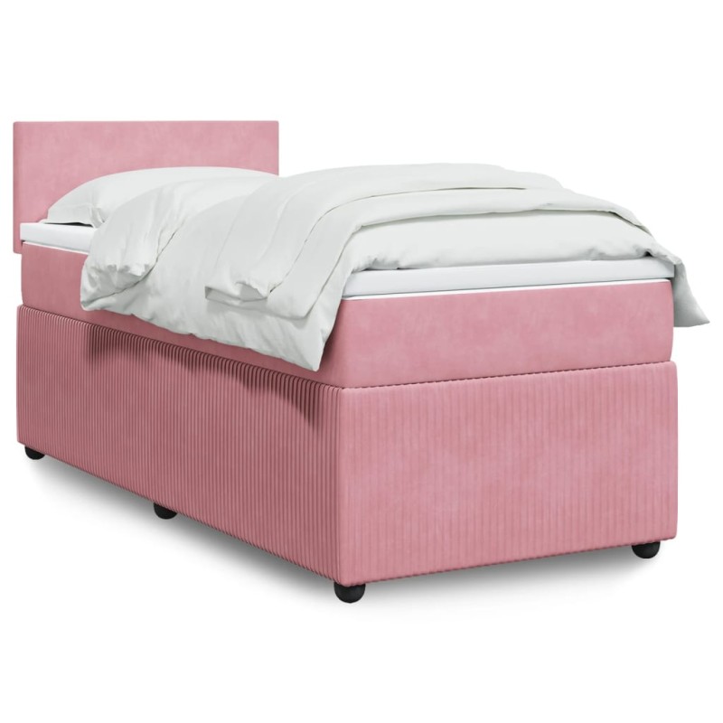 vidaXL Boxspringbett mit Matratze Rosa 90x190 cm Samt vidaXL Boxspringbett mit Matratze Rosa 90x190 cm Samt