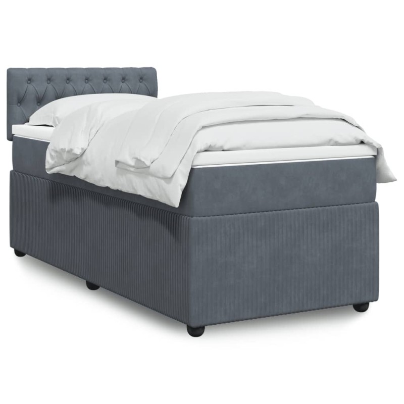 vidaXL Boxspringbett mit Matratze Dunkelgrau 90x200 cm Samt vidaXL Boxspringbett mit Matratze Dunkelgrau 90x200 cm Samt