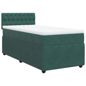 vidaXL Boxspringbett mit Matratze Dunkelgrün 90x200 cm Samt