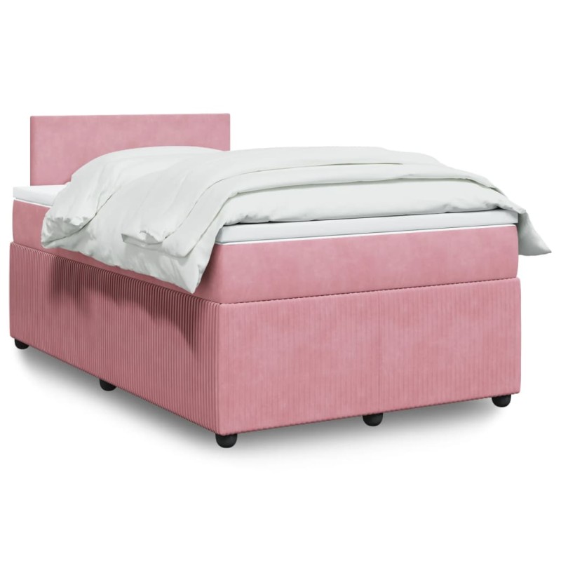 vidaXL Boxspringbett mit Matratze Rosa 120x200 cm Samt vidaXL Boxspringbett mit Matratze Rosa 120x200 cm Samt