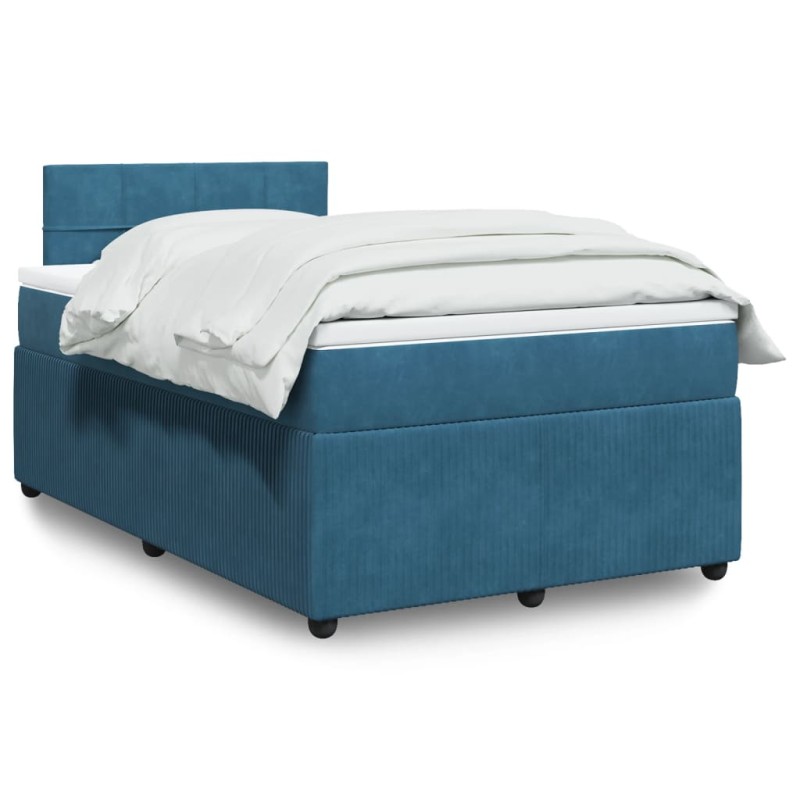 vidaXL Boxspringbett mit Matratze Blau 120x200 cm Samt vidaXL Boxspringbett mit Matratze Blau 120x200 cm Samt
