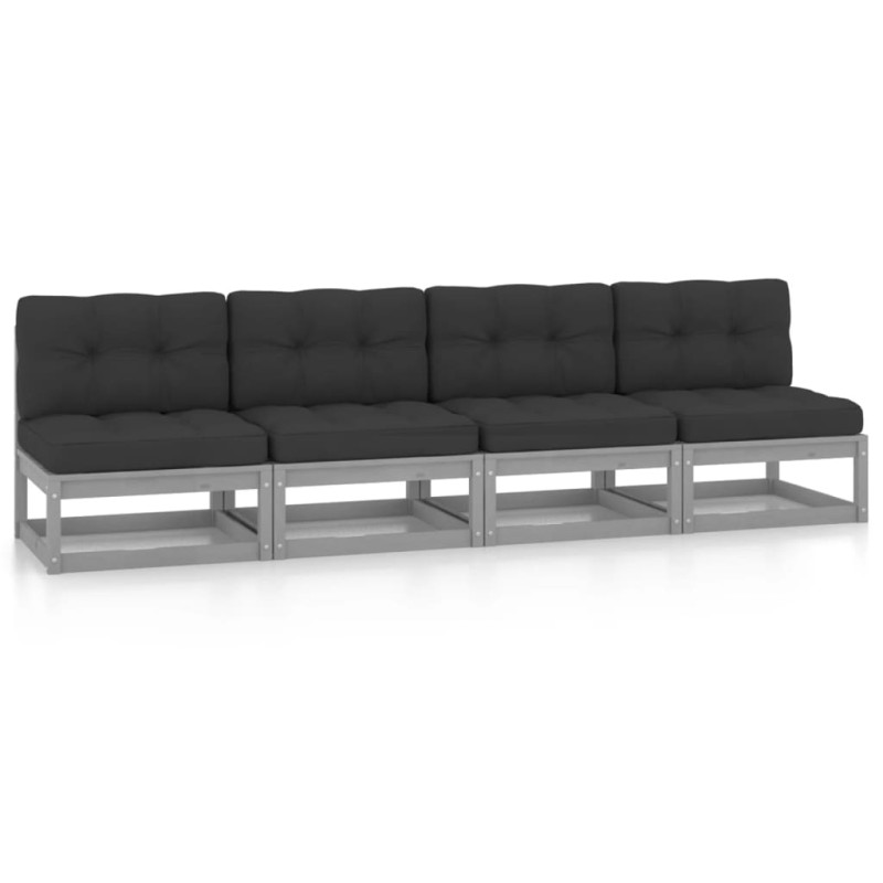 4-Sitzer-Gartensofa mit Kissen Kiefer Massivholz 4-Sitzer-Gartensofa mit Kissen Kiefer Massivholz