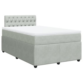 vidaXL Boxspringbett mit Matratze Hellgrau 120x200 cm Samt
