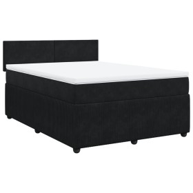 vidaXL Boxspringbett mit Matratze Schwarz 140x200 cm Samt