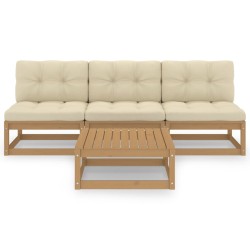 4-tlg. Garten-Lounge-Set mit Kissen Kiefer Massivholz
