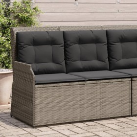 vidaXL Gartenbank Verstellbar mit Kissen Grau Poly Rattan