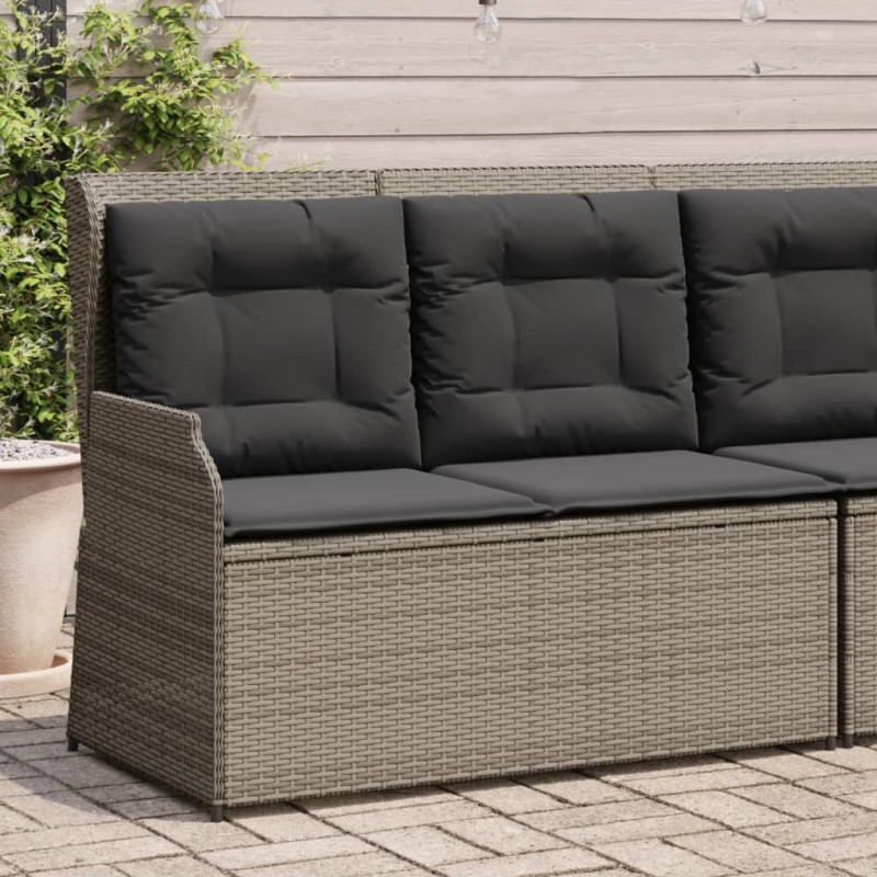 vidaXL Gartenbank Verstellbar mit Kissen Grau Poly Rattan vidaXL Gartenbank Verstellbar mit Kissen Grau Poly Rattan