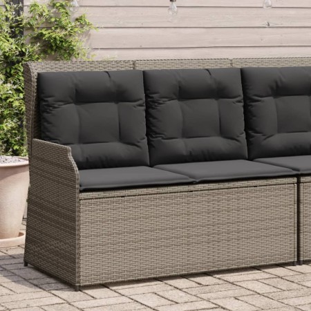 vidaXL Gartenbank Verstellbar mit Kissen Grau Poly Rattan