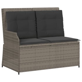 vidaXL Gartenbank Verstellbar mit Kissen Grau Poly Rattan