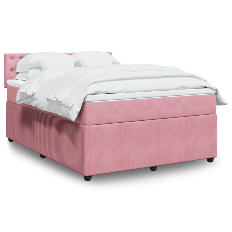 vidaXL Boxspringbett mit Matratze Rosa 140x200 cm Samt vidaXL Boxspringbett mit Matratze Rosa 140x200 cm Samt