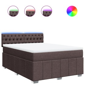 vidaXL Boxspringbett mit Matratze Dunkelbraun 140x200 cm Stoff