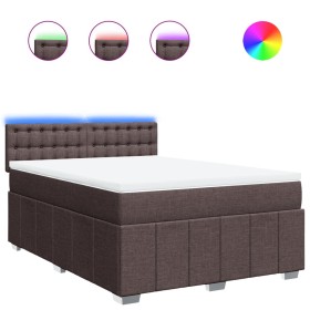 vidaXL Boxspringbett mit Matratze Dunkelbraun 140x200 cm Stoff