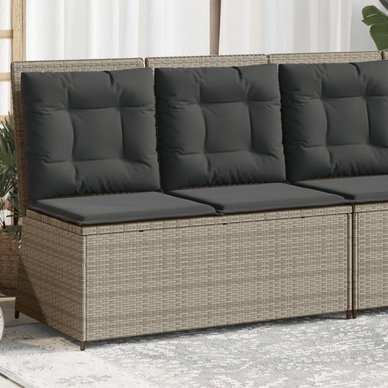 vidaXL Gartenbank Verstellbar mit Kissen Hellgrau Poly Rattan vidaXL Gartenbank Verstellbar mit Kissen Hellgrau Poly Rattan