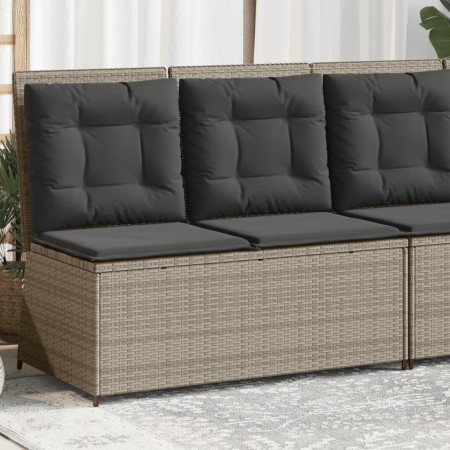 vidaXL Gartenbank Verstellbar mit Kissen Hellgrau Poly Rattan