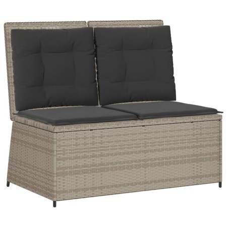 vidaXL Gartenbank Verstellbar mit Kissen Hellgrau Poly Rattan