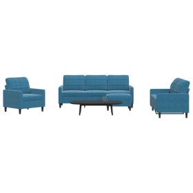 vidaXL 4-tlg. Sofagarnitur mit Kissen Blau Samt