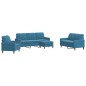 vidaXL 4-tlg. Sofagarnitur mit Kissen Blau Samt vidaXL 4-tlg. Sofagarnitur mit Kissen Blau Samt