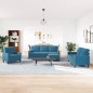 vidaXL 4-tlg. Sofagarnitur mit Kissen Blau Samt vidaXL 4-tlg. Sofagarnitur mit Kissen Blau Samt