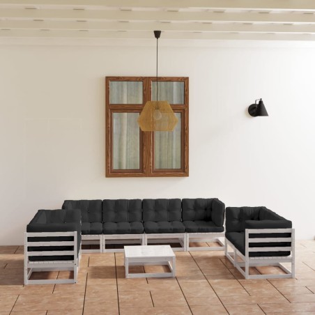 vidaXL 9-tlg. Garten-Lounge-Set mit Kissen Kiefer Massivholz
