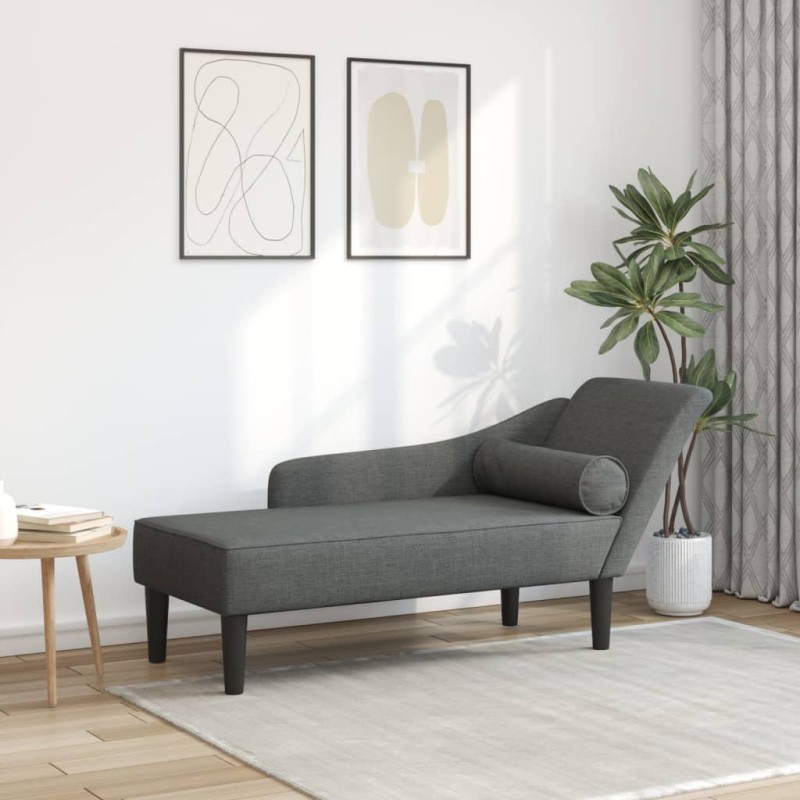 vidaXL Chaiselongue mit Kissen Dunkelgrau Stoff vidaXL Chaiselongue mit Kissen Dunkelgrau Stoff