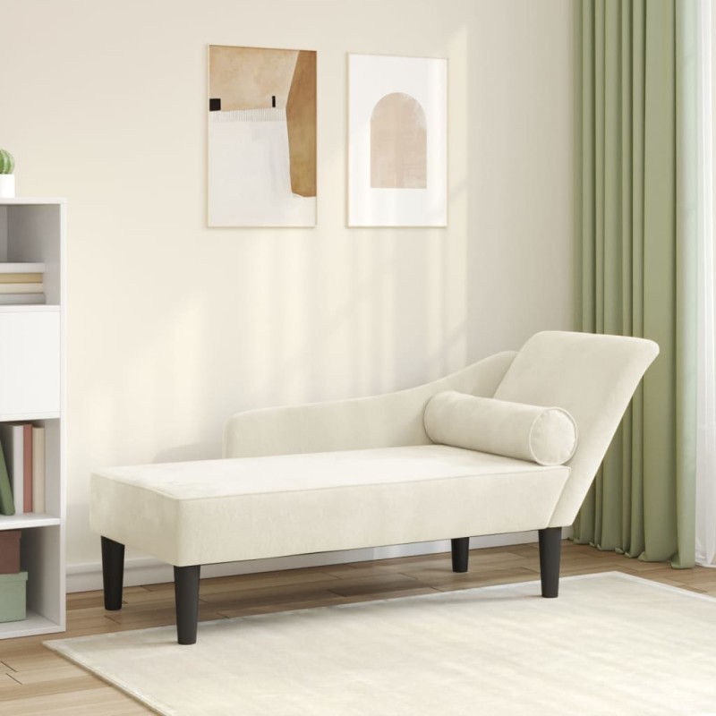 vidaXL Chaiselongue mit Kissen Creme Samt vidaXL Chaiselongue mit Kissen Creme Samt