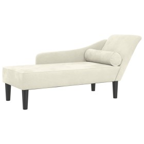 vidaXL Chaiselongue mit Kissen Creme Samt